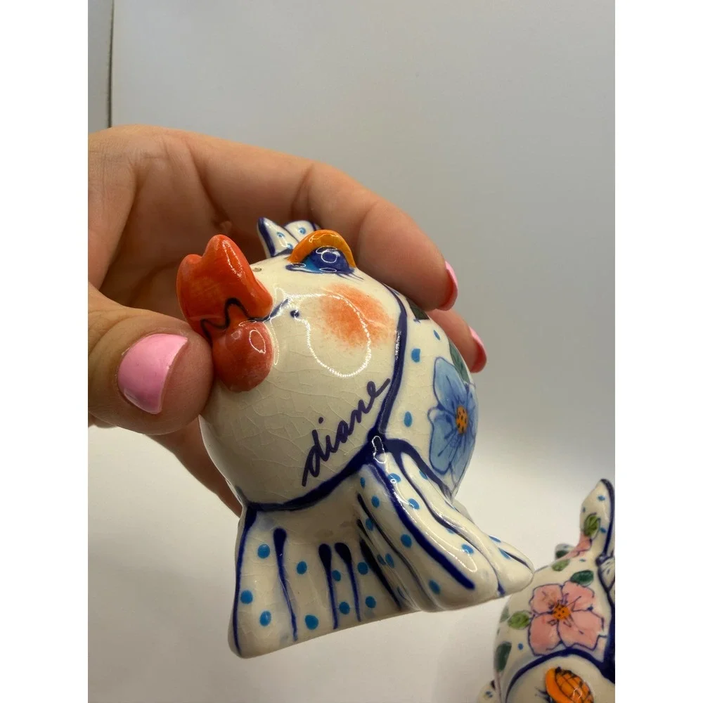 2002 Authentic Diane Stoneware Kissing Fish Salt and Pepper Shaker Ceramic 2002